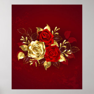 Drie juwelen Rozen Poster