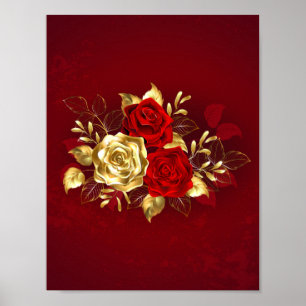 Drie juwelen Rozen Poster