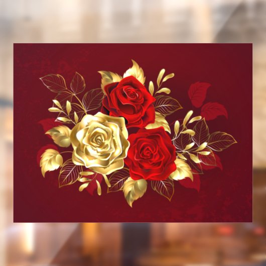 Drie juwelen Rozen Raamsticker (Vel 2)