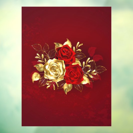 Drie juwelen Rozen Raamsticker (Vel 3)