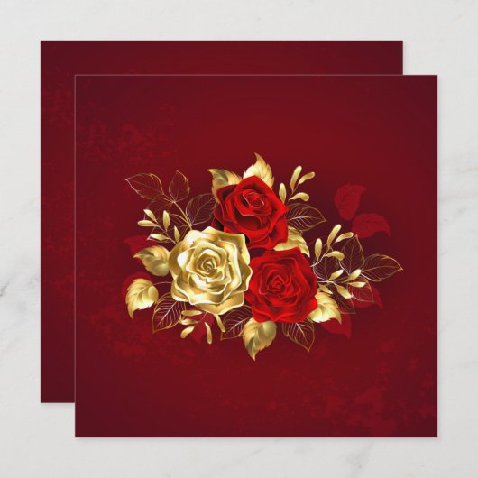 Drie juwelen Rozen Save The Date (Voorkant / Achterkant)