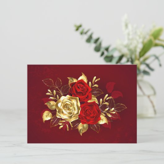 Drie juwelen Rozen Save The Date (Staand voorkant)