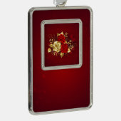 Drie juwelen Rozen Verzilverd Kader Ornament (Rechts)