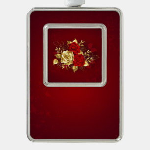 Drie juwelen Rozen Verzilverd Kader Ornament