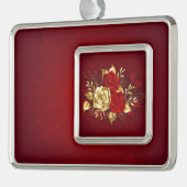 Drie juwelen Rozen Verzilverd Kader Ornament (Links)