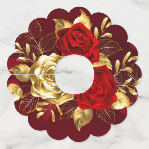 Drie juwelen Rozen Wijnglaslabel