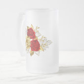 Drie juwelenrozen matglas bierpul (Voorkant links)