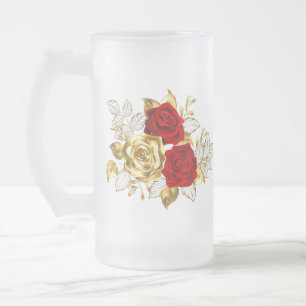 Drie juwelenrozen matglas bierpul