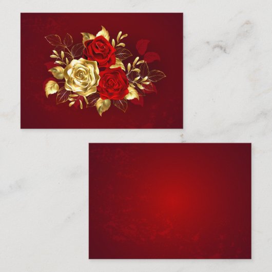 Drie juwelenrozen visitekaartje (Voorkant / Achterkant)