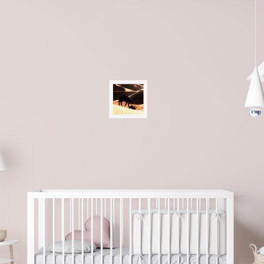 Drie kamelen die over zandduinen lopen poster (Kinderkamer 2)