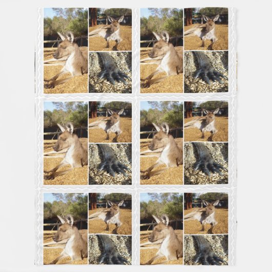 Drie Kangaroo Afbeeldingen collage, Lge Fleece Bla Deken (Voorkant)