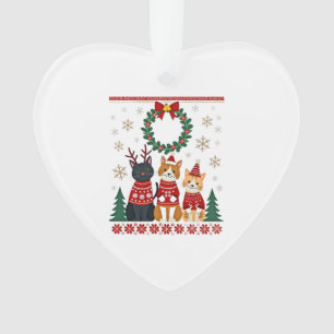 Drie kat grappige kerst kat lelijke kerst trui mij ornament