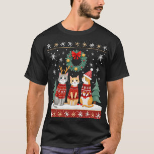 Drie Kat Grappige Kerst Kat Lelijke Kersttrui Mij T-shirt