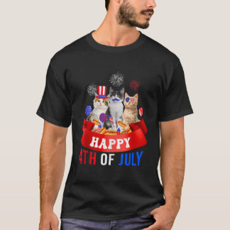 Drie kat Happy 4th van juli Balloon Lover Independ T-shirt