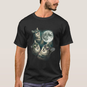 Drie Kat Maan 3 Kitten Miauw Dode Maan Rare Vloek T-shirt