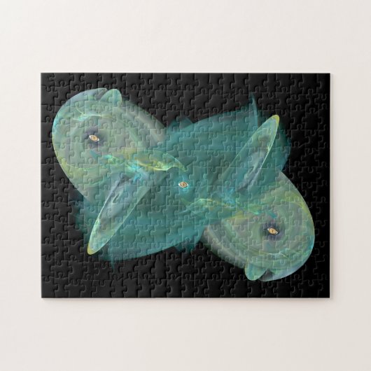 Drie kat-ogen in Zee van Ocean Green Abstract Legpuzzel (Horizontaal)