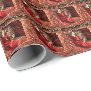 Drie katjes in een Kerstsok Cadeaupapier