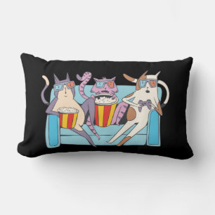 Drie katten 3D-filmliefhebbers Kussen