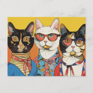 Drie katten dames briefkaart