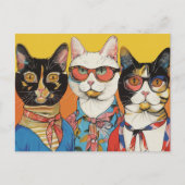 Drie katten dames briefkaart (Voorkant)