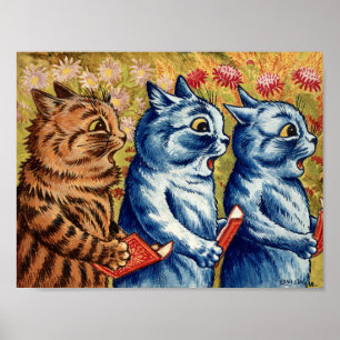 Drie Katten die door Louis Wain Poster zingen