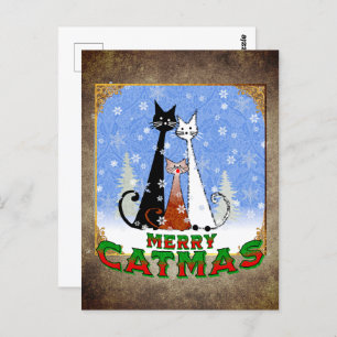 drie katten die je 'Merry Catmas' wensen Briefkaart