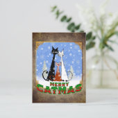 drie katten die je 'Merry Catmas' wensen Briefkaart (Staand voorkant)