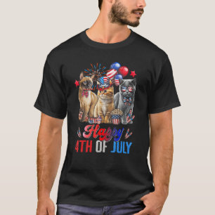 Drie Katten Gelukkig 4th van Juli Kat Onafhankelij T-shirt