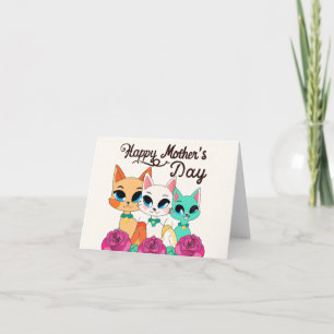 Drie katten "Gelukkige Moederdag" Kaart
