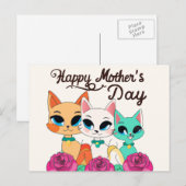 Drie katten "Happy Mothers Day" Briefkaart (Voorkant / Achterkant)