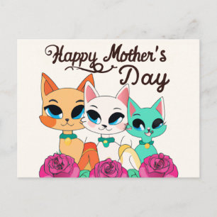 Drie katten "Happy Mothers Day" Briefkaart