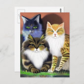 Drie Katten met een Houding Briefkaart (Voorkant / Achterkant)