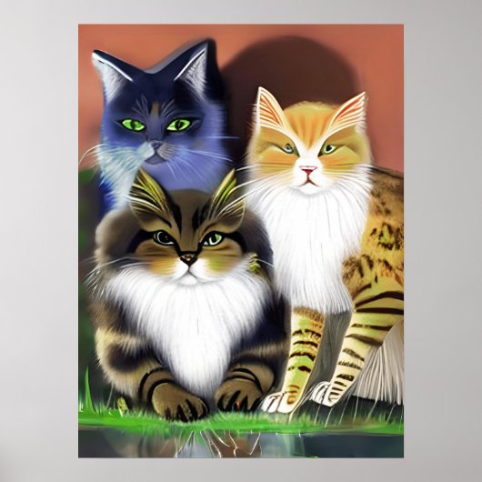 Drie Katten met een Houding Poster (Voorkant)