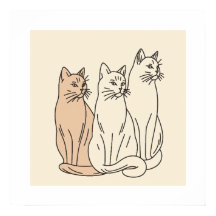 Drie Katten Minimalistische Lijnkunst
