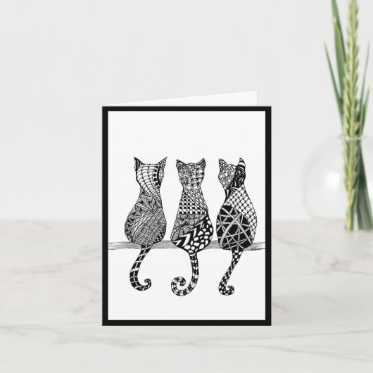 Drie katten op een tak kaart (Voorkant)