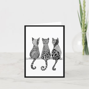 Drie katten op een tak kaart