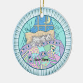 Drie katten slapen keramisch ornament (Links)