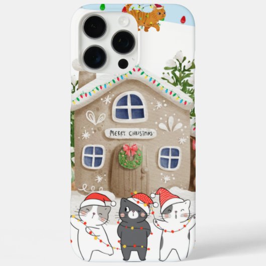 Drie katten versieren een huis met kerstverlichtin Case-Mate iPhone case (Achterkant)