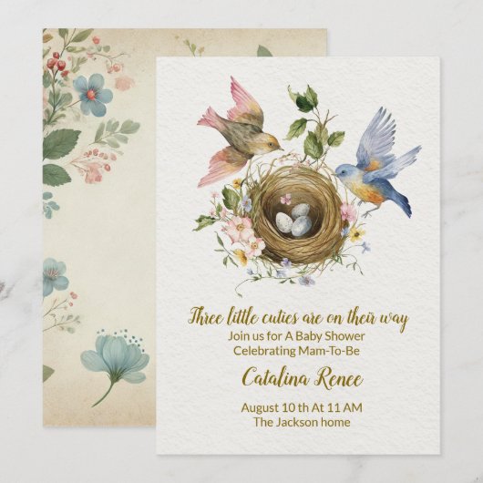 Drie keer de vreugde: een feest voor onze drieling kaart (Voorkant / Achterkant)