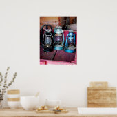 Drie kerosine-lampen poster (Keuken)