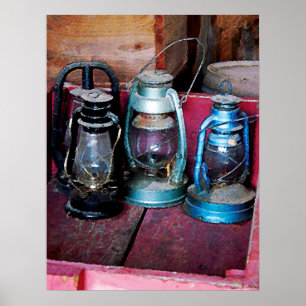 Drie kerosine-lampen poster