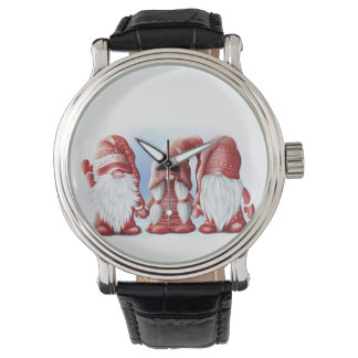 Drie kerst grappige gnomen Coffee Mok Stone Magn Horloge