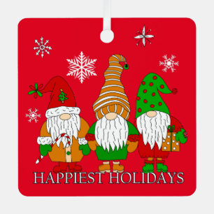 Drie kerst-kerst-voordes gepersonaliseerde feestda metalen ornament