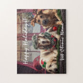 Drie kerst met goede honden legpuzzel (Verticaal)