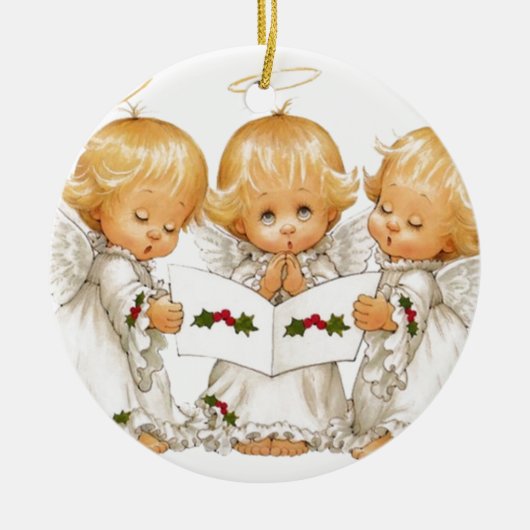 Drie kerstAngels Keramisch Ornament (Voorkant)