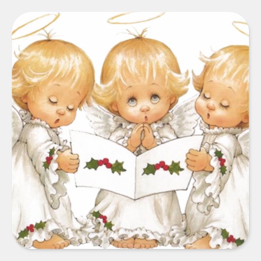 Drie kerstAngels Vierkante Sticker (Voorkant)