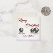 Drie kerstballen voor de lichte achtergrond notitiekaartje (Voorkant / Achterkant in situ)