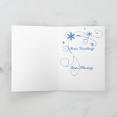 Drie kerstbomen in blauw feestdagen kaart (Binnen)