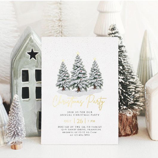Drie kerstbomen op vakantie folie uitnodiging