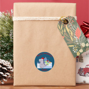 drie kerstcadeautjes voor dinosaurussen , op maat ronde sticker